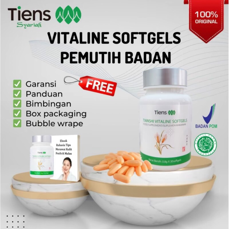 Vitaline Soft Gel Tiens Original Kapsul Pemutih Kulit Seluruh Tubuh Permanen Tanpa Efek Samping