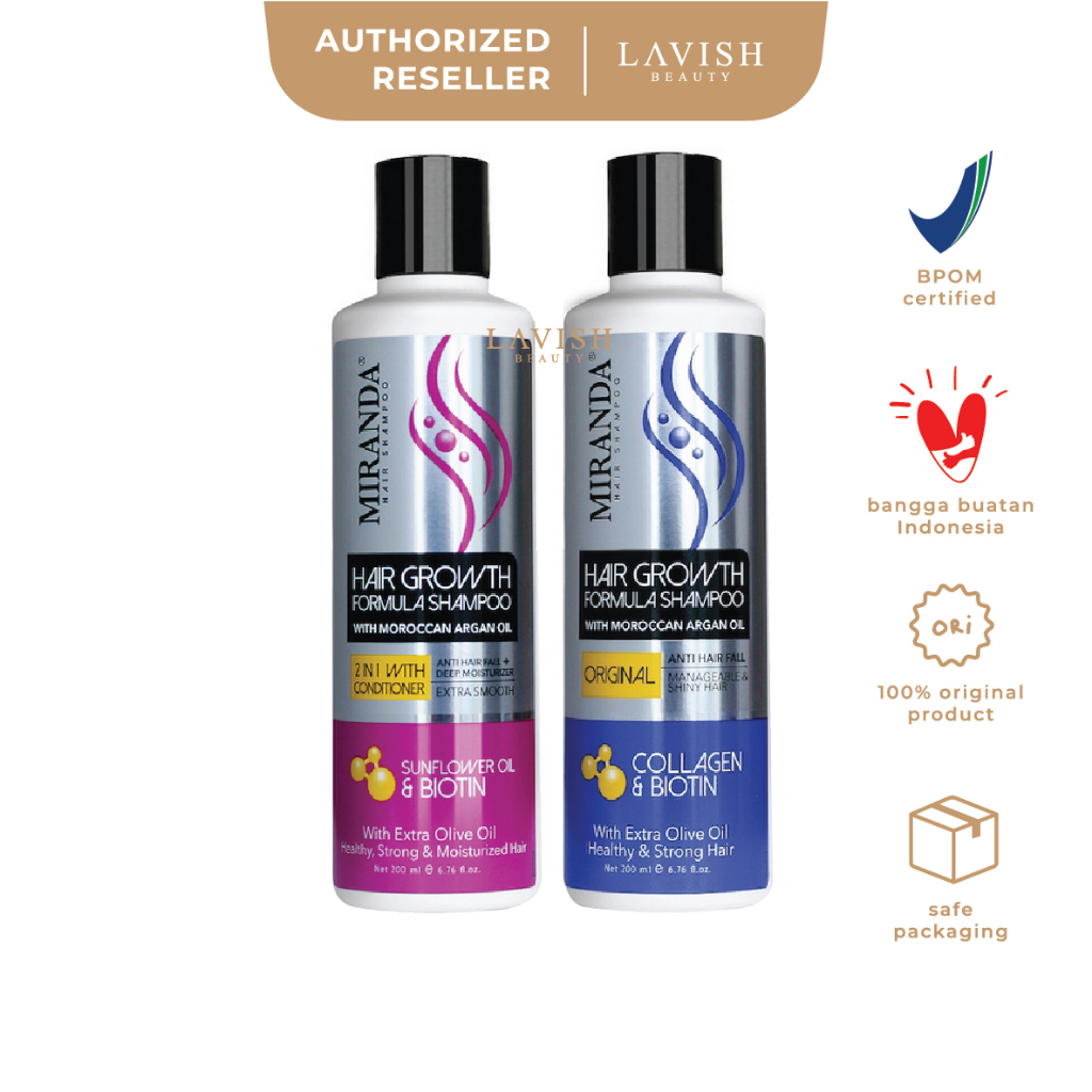 MIRANDA Hair Growth Formula Shampoo Sunflower & Biotin // Collagen & Biotin (200ml) - Shampoo Rontok