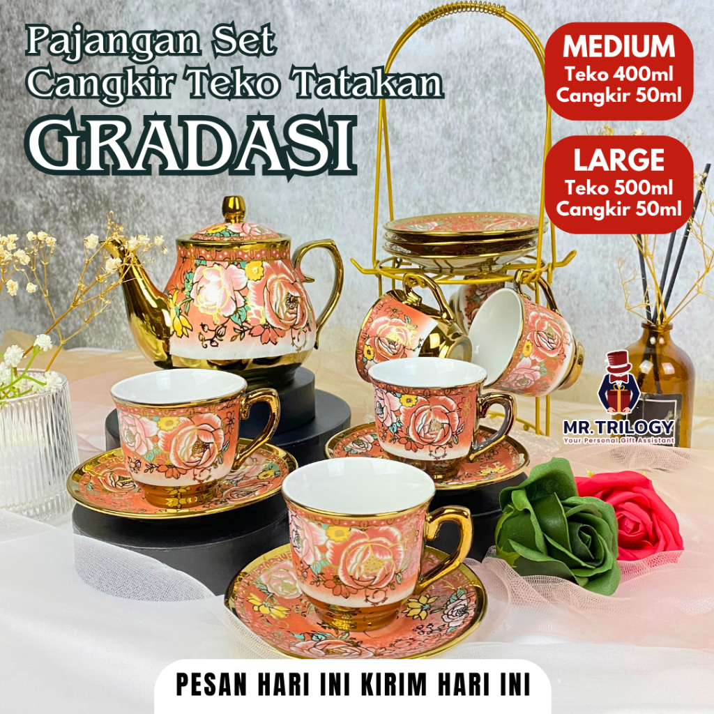 

Hampers Cangkir Kopi Set Keramik GRADASI Teko Tatakan Pajangan Set Souvenir Gelas Mug Idul Fitri Lebaran Wedding