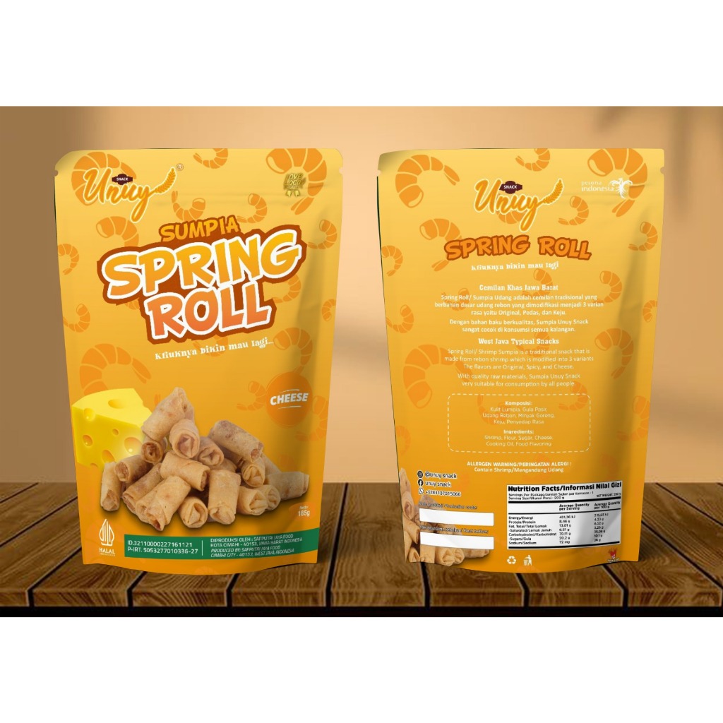 Sumpia Udang Cheese (Spring Roll) 185gr Pouch UNUY SNACK - Cemilan Kriuk