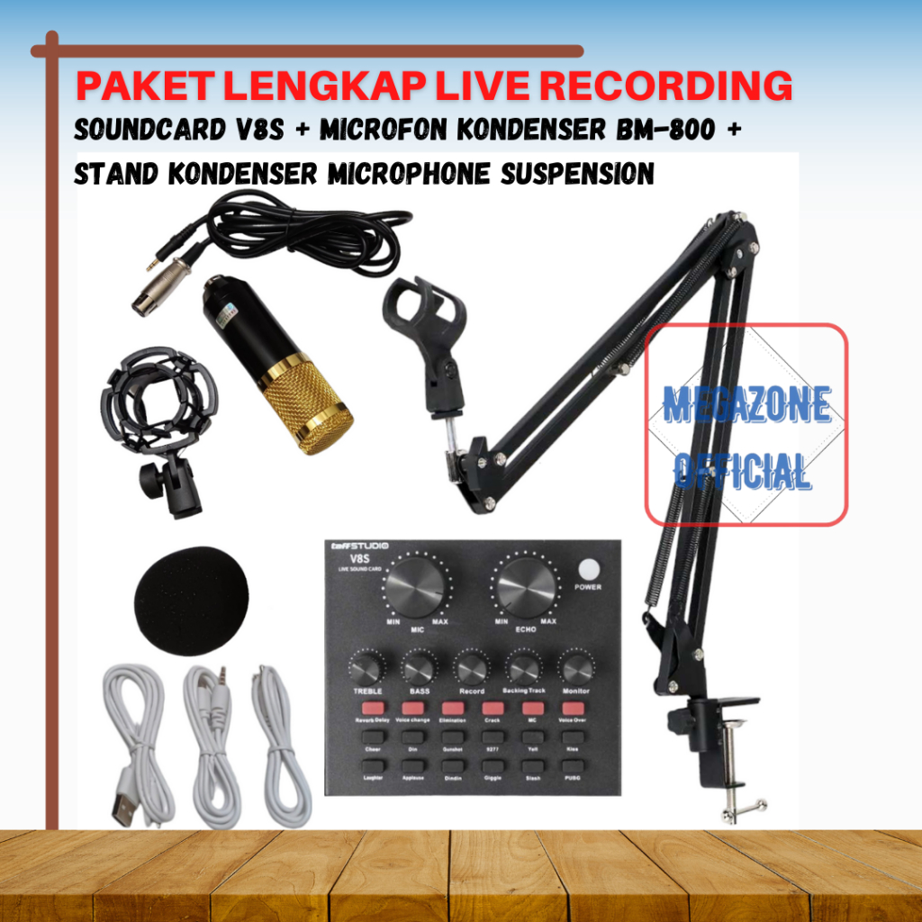 Paket lengkap Alat Live Streaming Sound card V8S Mixer Dan Mic BM 800 SoundCard alat karaoke