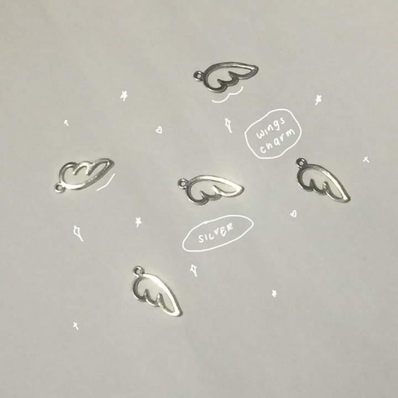 [MIN 15 ribu | 10 pcs] silver wings sayap malaikat angel charm liontin pendant gelang kalung