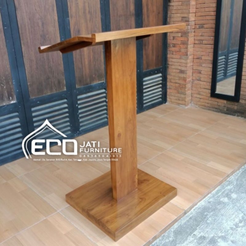 Podium Pidato Minimalis Kayu Jati