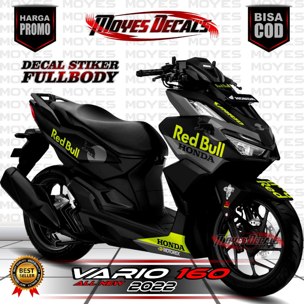 Decal Variasi Stiker Fullbody New Vario 160 - Stiker Striping Variasi raccing Motip Redbull