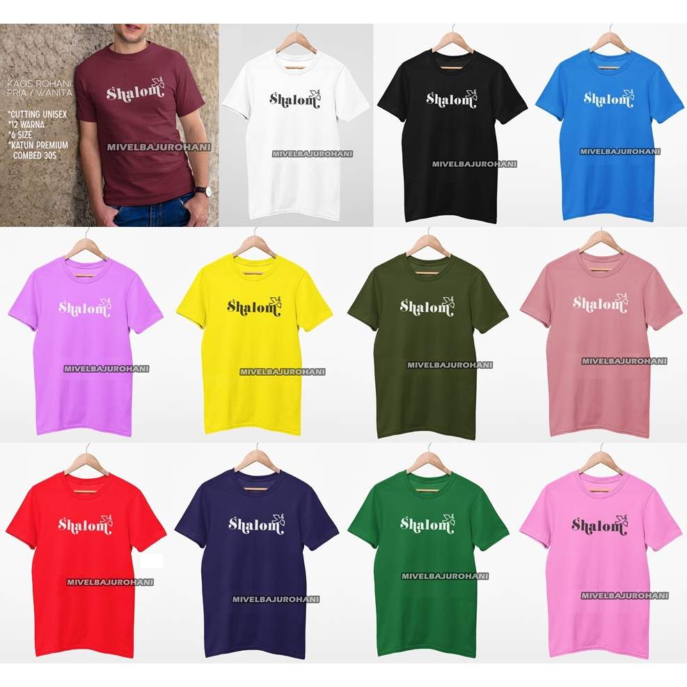 BAJU KAOS ROHANI KRISTEN SHALOM PRIA WANITA ANAK COUPLE PASANGAN BAJU NATAL CEWEK COWOK BALITA ANAK 
