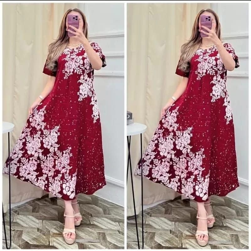 Daster twill Rayon Cap Malaman Pekalongan lengan pendek daster motif terbaru
