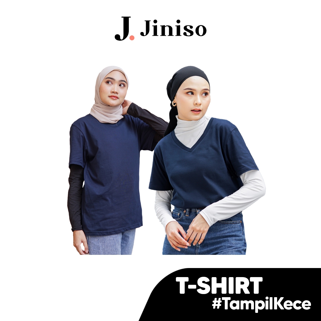 JINISO Navy T-Shirt Kaos Polos
