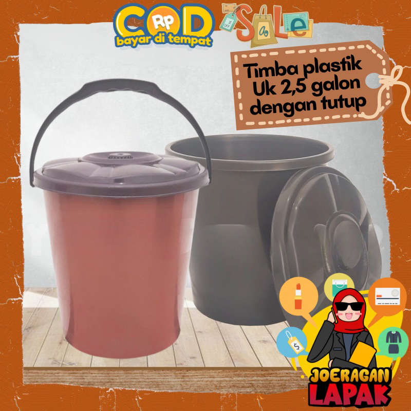 [JOERAGAN LAPAK] TIMBA EMBER AIR TUTUP GAGANG PLASTIK MURAH CUCI BAJU BAHAN TEBAL HITAM COKLAT