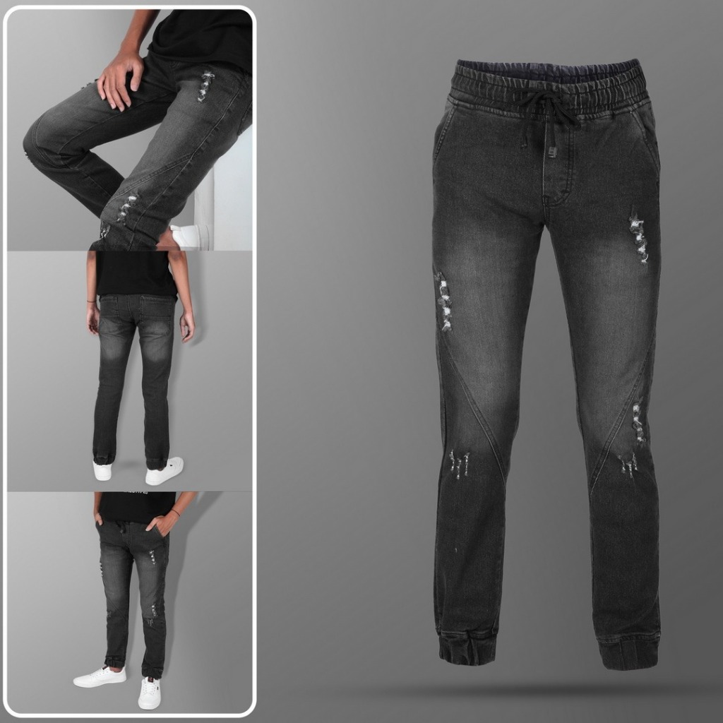 TWOON-CELANA JOGER DENIM PRIA WANITA POLOS TERBARU