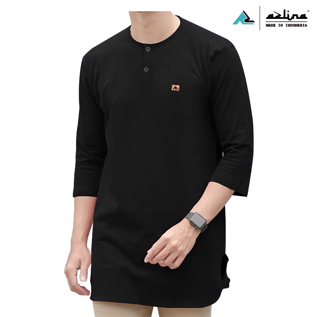 Kaos kurta pria dewasa baju koko bahan kaos model kurta terbaru model lengan 3/4 kaos kurta