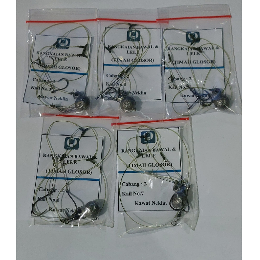 Rangkaian Kail Neklin Cabang 2 Timah Glosor Rangkaian Pancing Ikan Bawal Lele
