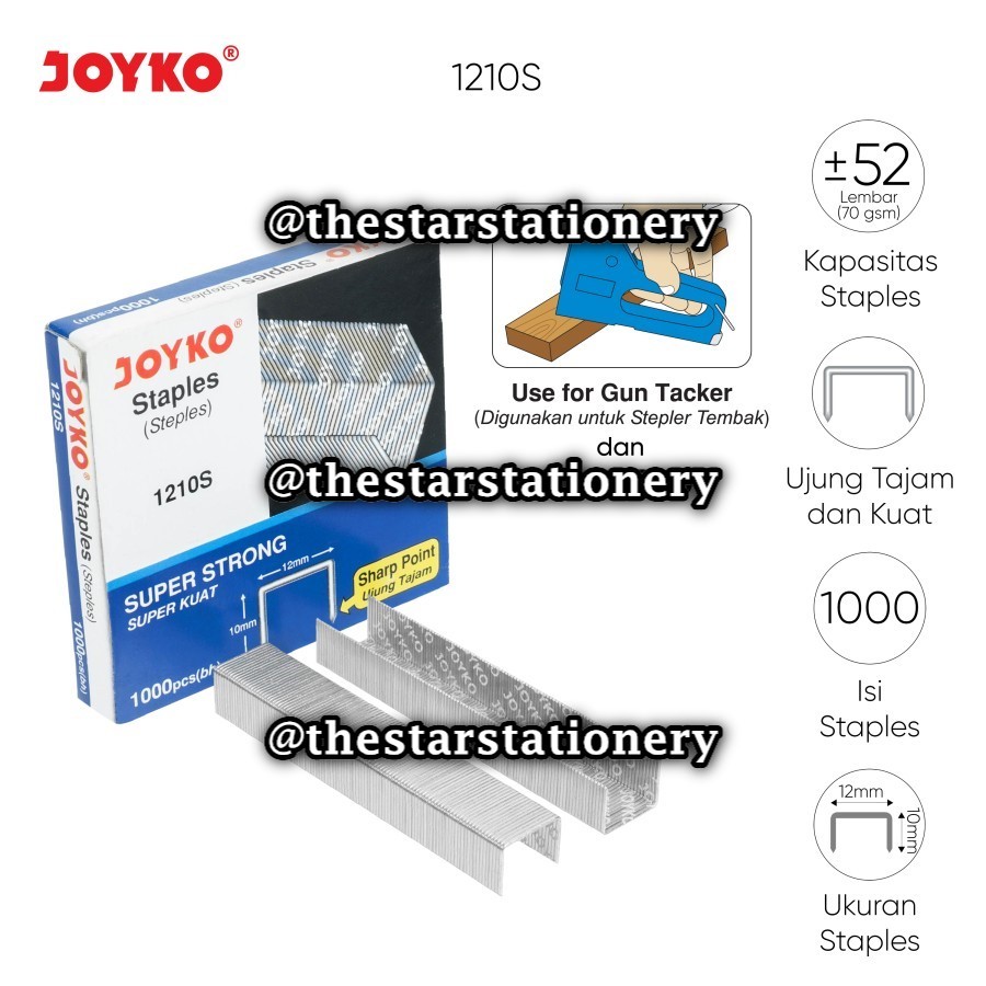 

(1 Kotak) Staples Joyko 1217S 1213S 1210S 1006S 1008S / Heavy Duty Staples Isi Stapler Refill Joyko 1217 S / Gabungan Isi Stapler Joyko