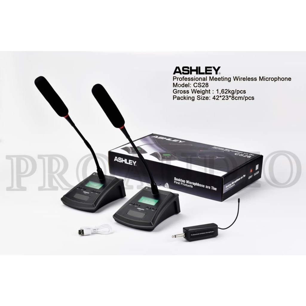 Mic Wireless Meja Podium Ashley CS28 Microphone CS 28 Original Ashley