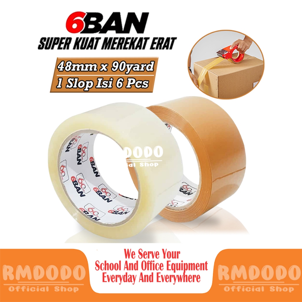 

Rmdodo - Lakban 6BAN Bening Dan Coklat Size 48mm x 90yard 6 Pcs Lebih Panjang Dan Lengket / OPP Tape / Solatip Bening Dan Coklat / Isolasi Bening Dan Coklat