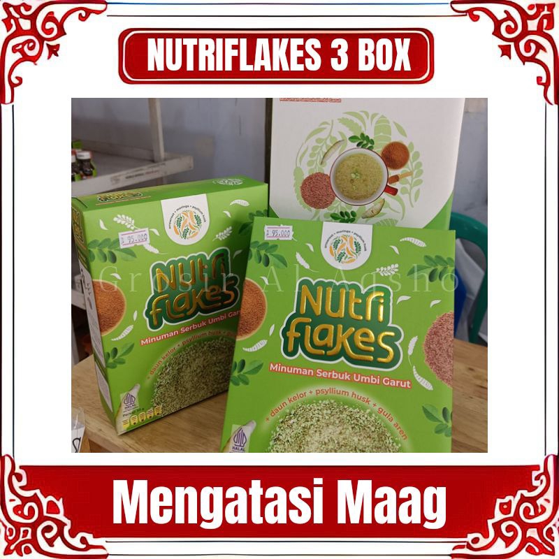 

NUTRIFLAKES 3 BOX - SEREAL UMBI GARUT MENGATASI ASAM LAMBUNG, MAAG