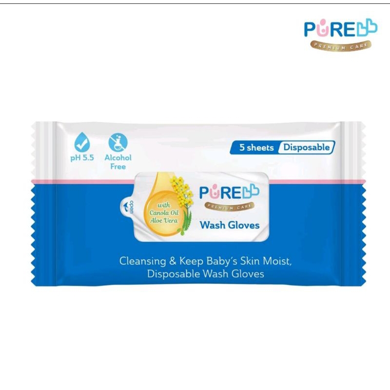 PURE BABY Wash Glove isi 10s RB11