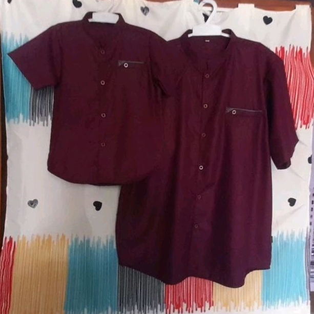 KOKO COUPLE AYAH ANAK WARNA BURGUNDY