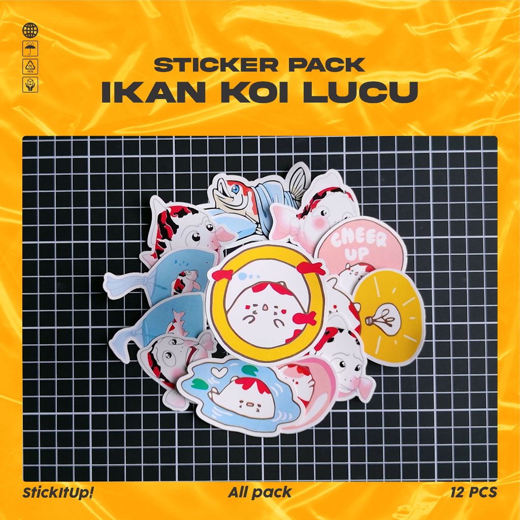 

COD✨ StickitUp Stiker Pack Ikan Koi Lucu Untuk Koper Laptop Skateboard