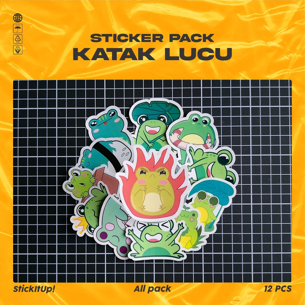 

COD✨ StickitUp Stiker Pack Katak Lucu Untuk Koper Laptop Skateboard