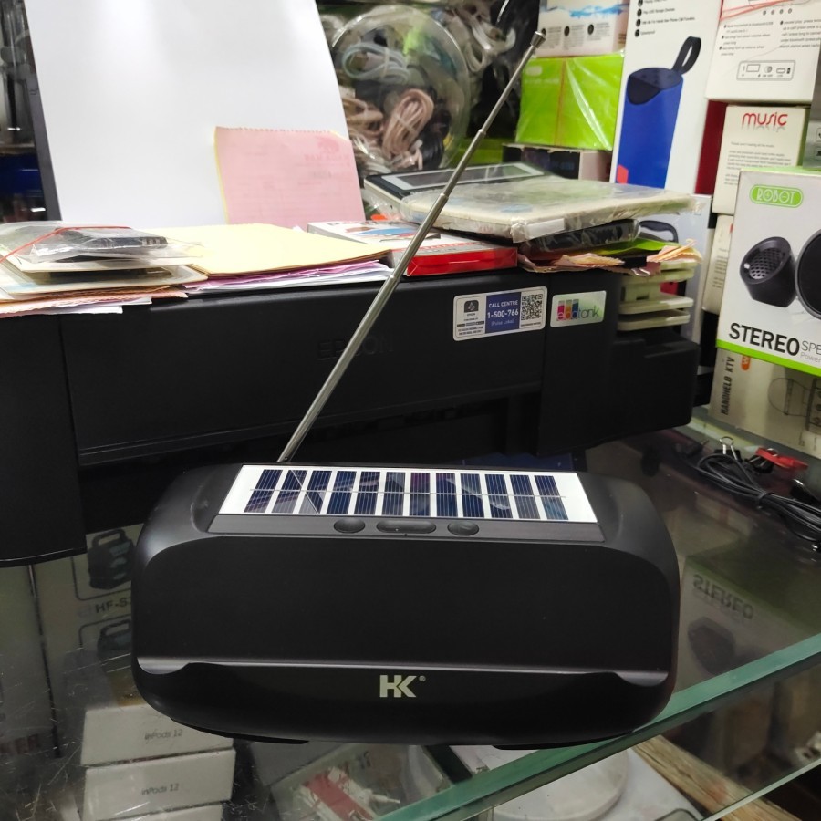 AUDIO SPEAKER PORTABEL BLUETOOTH HK V35 + SOLAR PANEL MANTUL BASSNYA KAK