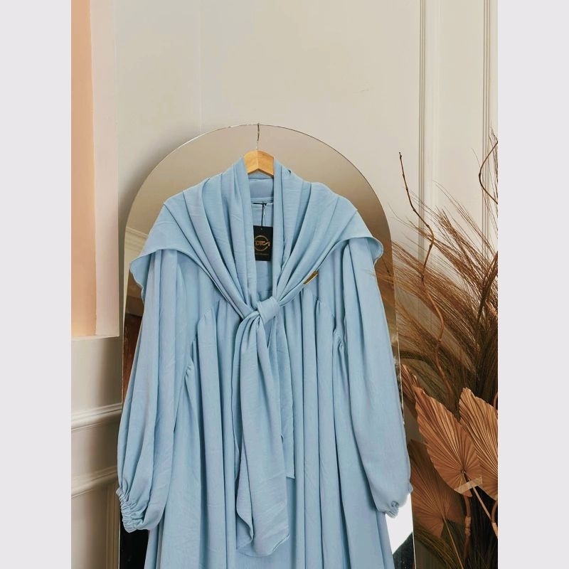 GAMIS CRINKLE SET HIJAB KEKINIAN VIRAL TERBARU-Ice Blue