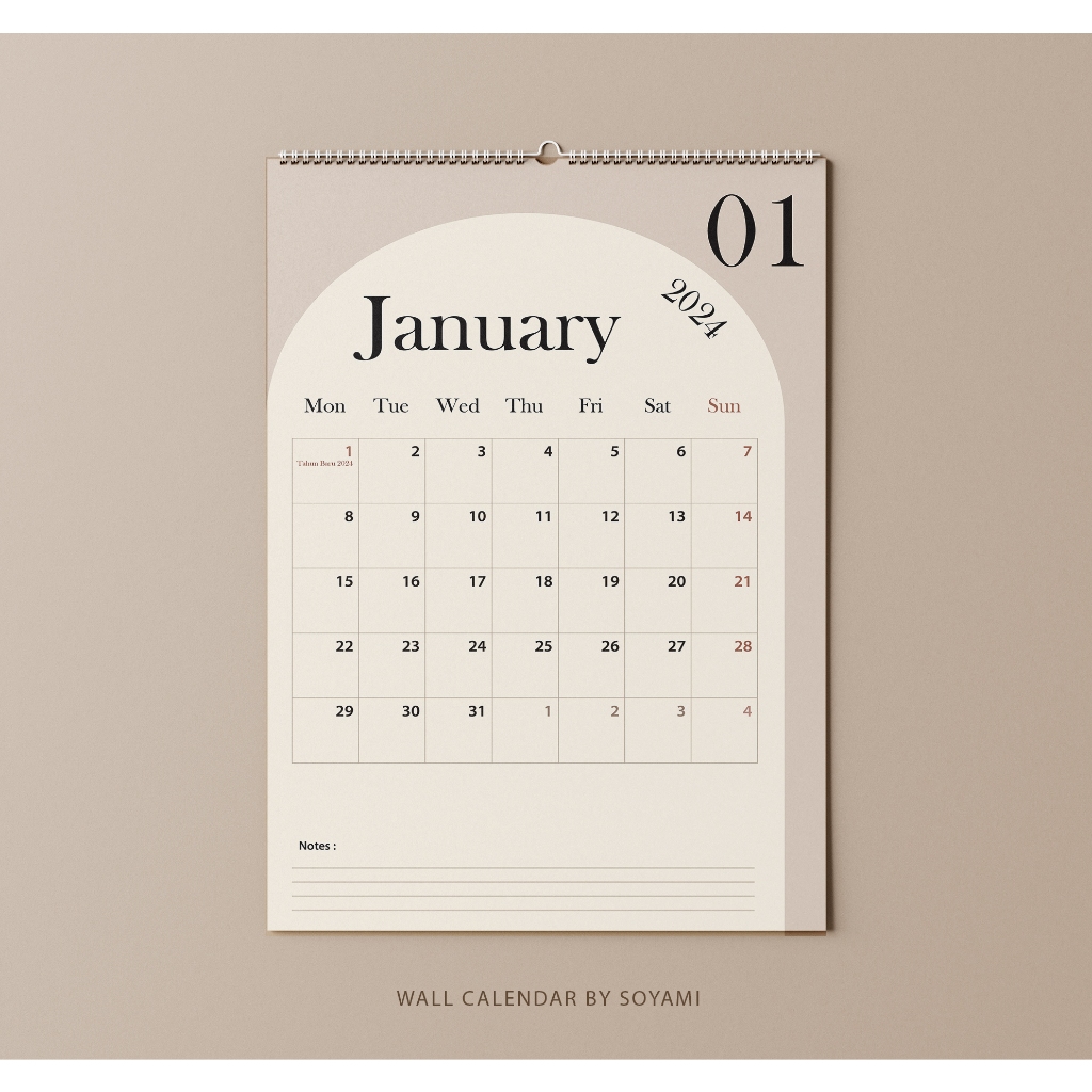 

Kalender Dinding A3 Oval Earth Tone 2025 Aesthetic Premium Quality Spiral