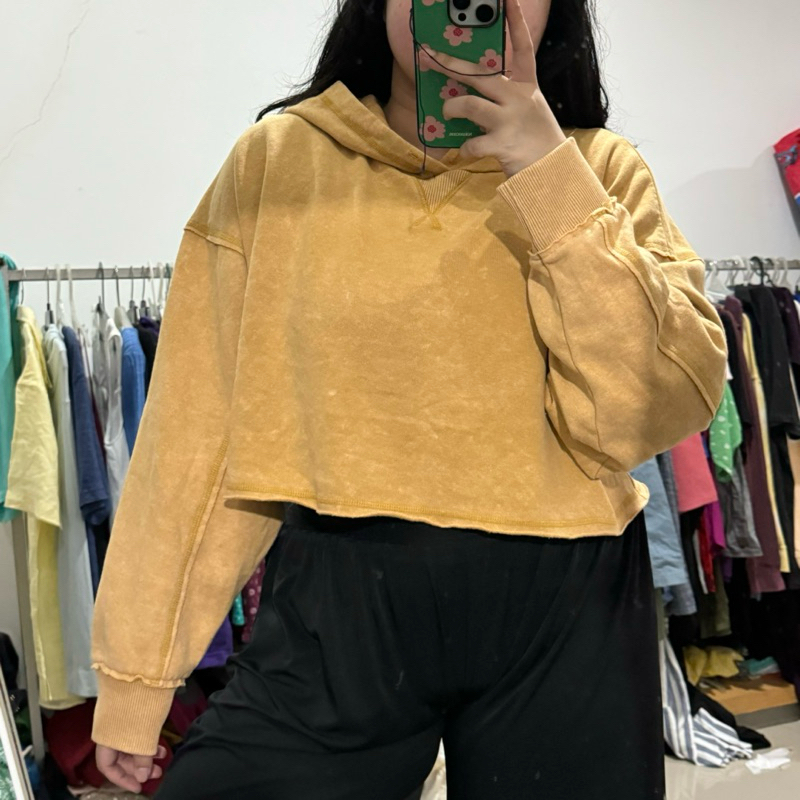 Aeropostale Fading Brown Crop Hoodie