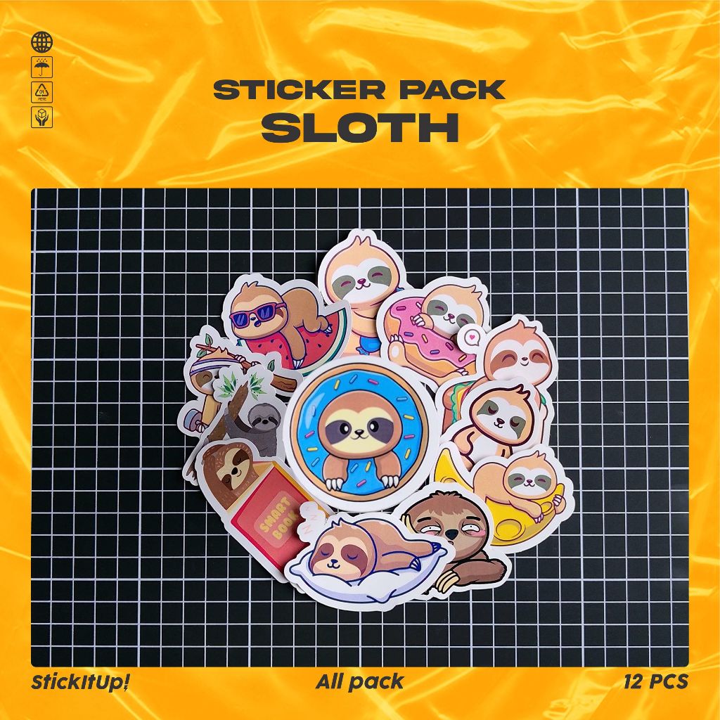

COD✨ StickitUp Stiker Pack Sloth Lucu Untuk Koper Laptop Skateboard