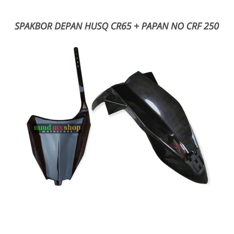 SPAKBOR DEPAN HISQVARNA CR65 DAN PAPAN NOMOR CRF 250 UNIVERSAL SUPERMOTO KLX BF DTRACKER CRF 150 L