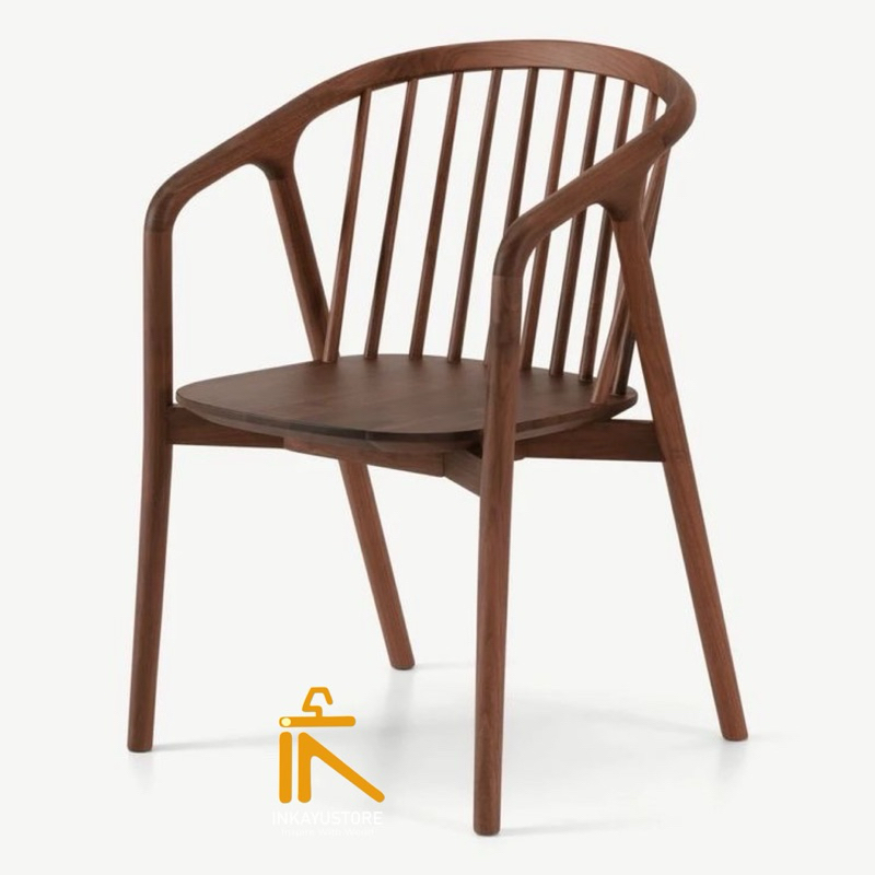 Kursi cafe kayu jati tipt kaki bubut modern | Kursi makan jati model bubut