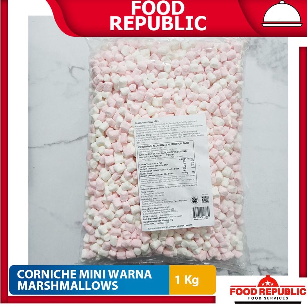 

Stok Banyak CORNICHE MINI MARSHMALLOW 1 KG MARSHMALLOW WARNA HALAL BEST SELLER S45