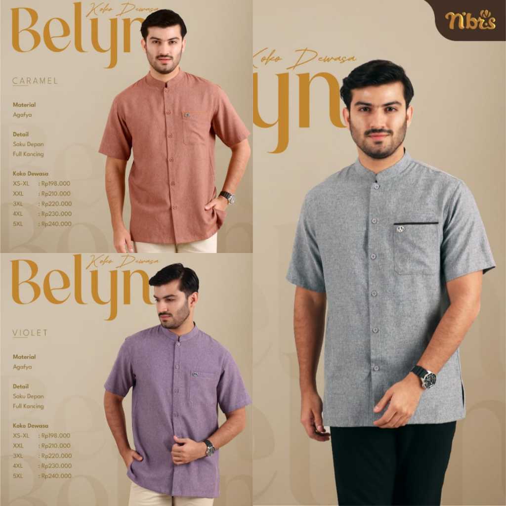 ATASAN KEMEJA KOKO LENGAN PENDEK AYAH PRIA DEWASA REMAJA ABU ABUHITAM UNGU CREAM// SARIMBIT NIBRAS R