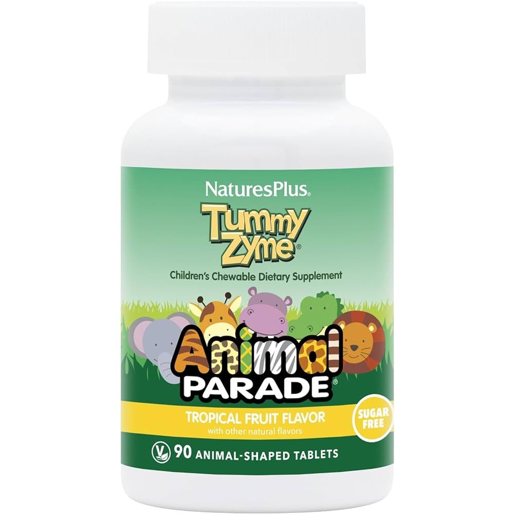 NaturesPlus Animal Parade Tummy Zyme Enzim Pencernaan Anak, 90 tabs