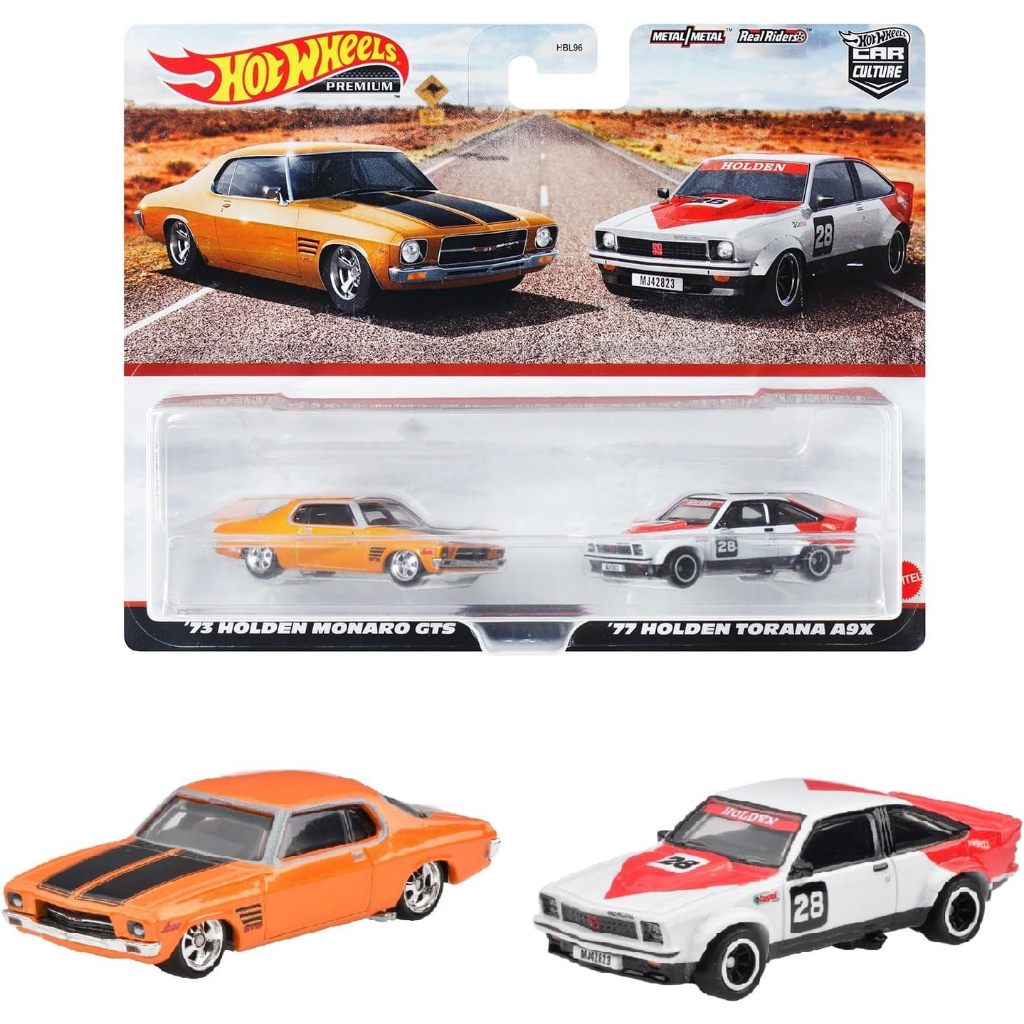 HOTWHEELS HOT PREMIUM 2 TWIN PACK 73 HOLDEN MONARO GTS & 77 HOLDEN TORANA A9X