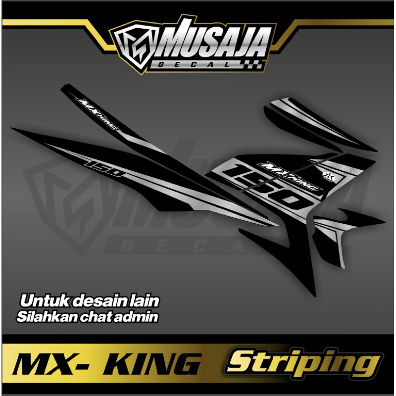 Decal Striping mx king transparan uv hitam silver abu