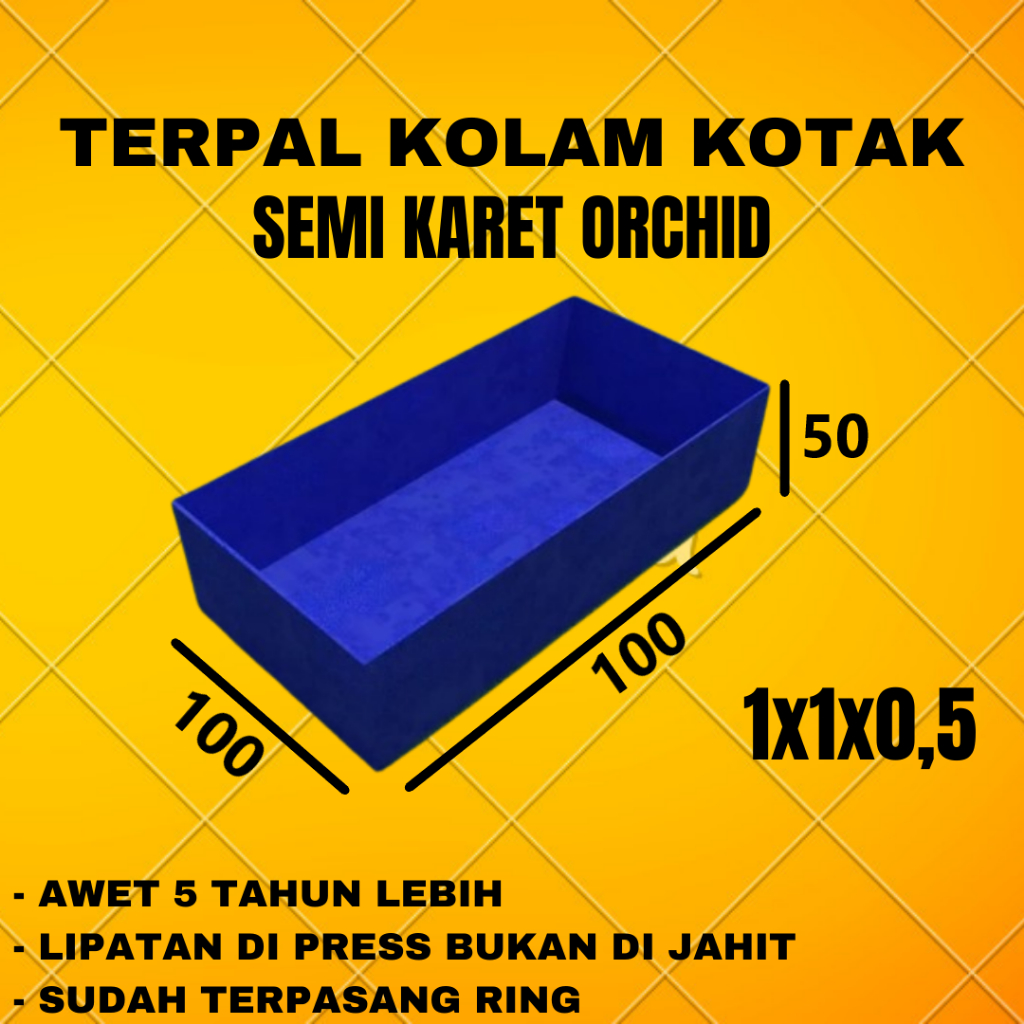 Terpal Kolam Ikan Kotak Semikaret BahanTebal Orchid 1x1x0,5 100x100x50 - Barang Ready, Bisa COD