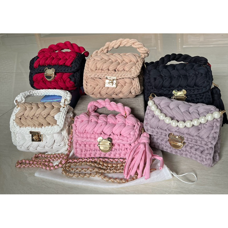 Tas Rajut Jinjing Wanita Handmade by Hokki.In/ Tas Rajut Pesta Wanita Bahan Tebal Dan Cantik Modis/ 