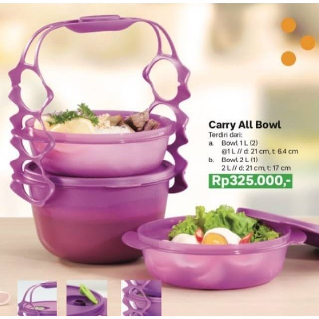 [ORIGINAL] NEW Carry All Bowl Tupperware | Rantang 3 Susun Tupperware