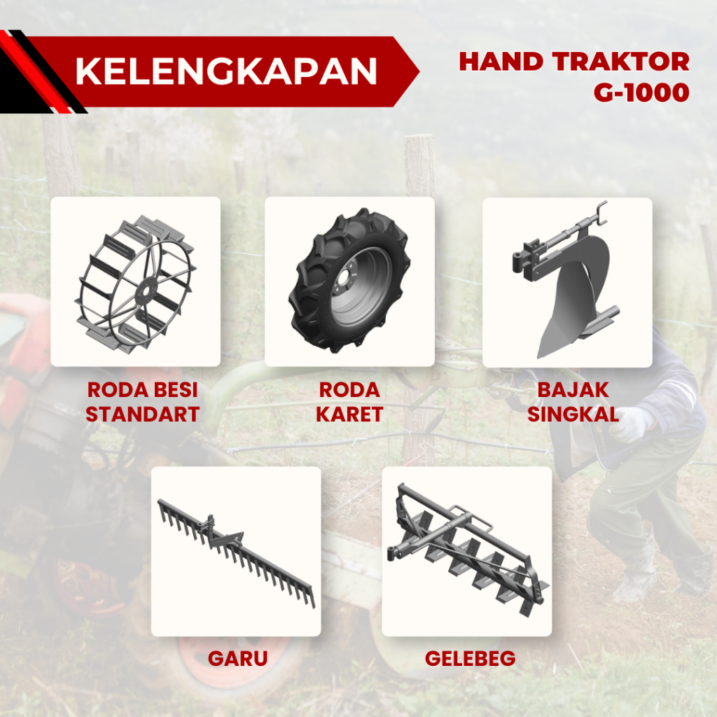 Mesin Bajak Ladang Hand Traktor mini Tiller Quick G1000 G-1000