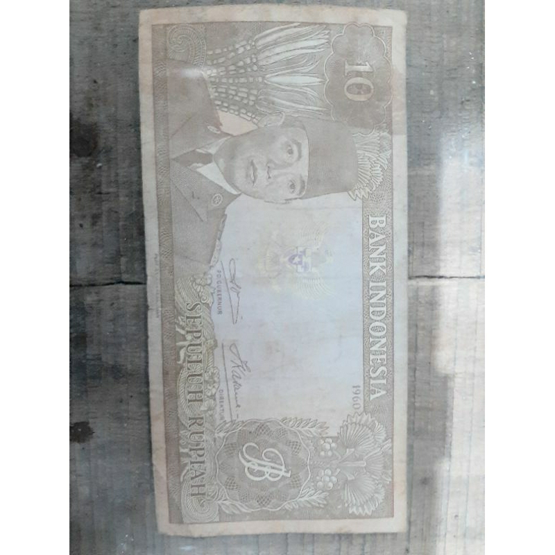 uang kertas soekarno rp.10 thn.1960