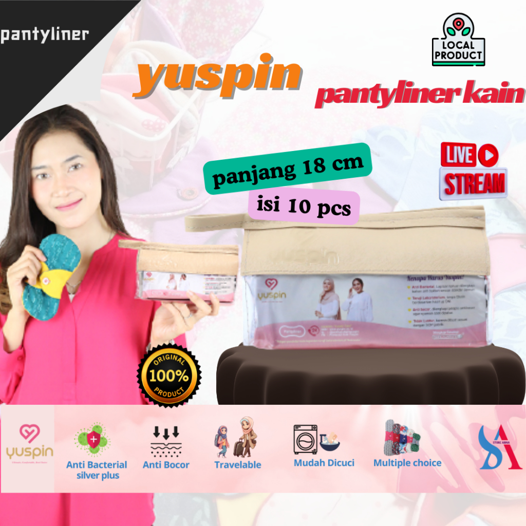 YUSPIN PANTYLINER - PEMBALUT KAIN YUSPIN ANTI BACTERIAL SILVER PLUS | SOFTEX KAIN CUCI ULANG
