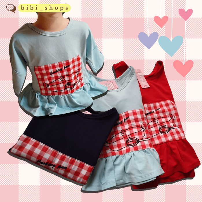 BAJU ANAK PEREMPUAN USIA 2-8 TAHUN STYLE KOREA KOTAK-KOTAK BAHAN KATUN