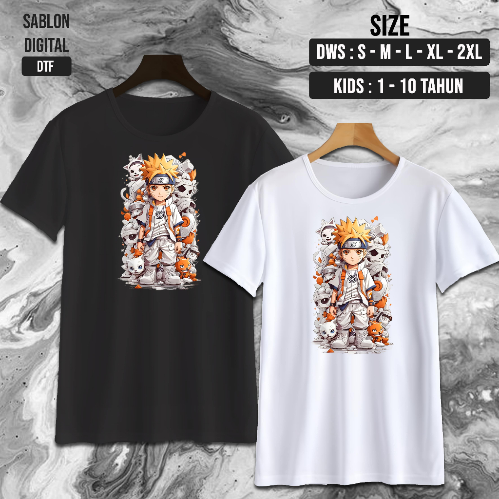 NW062 Kaos NARUTO CAT / Kaos Anime Naruto / Naruto Vintage / Baju Kaos Oblong / Baju Anak Anime Kaos