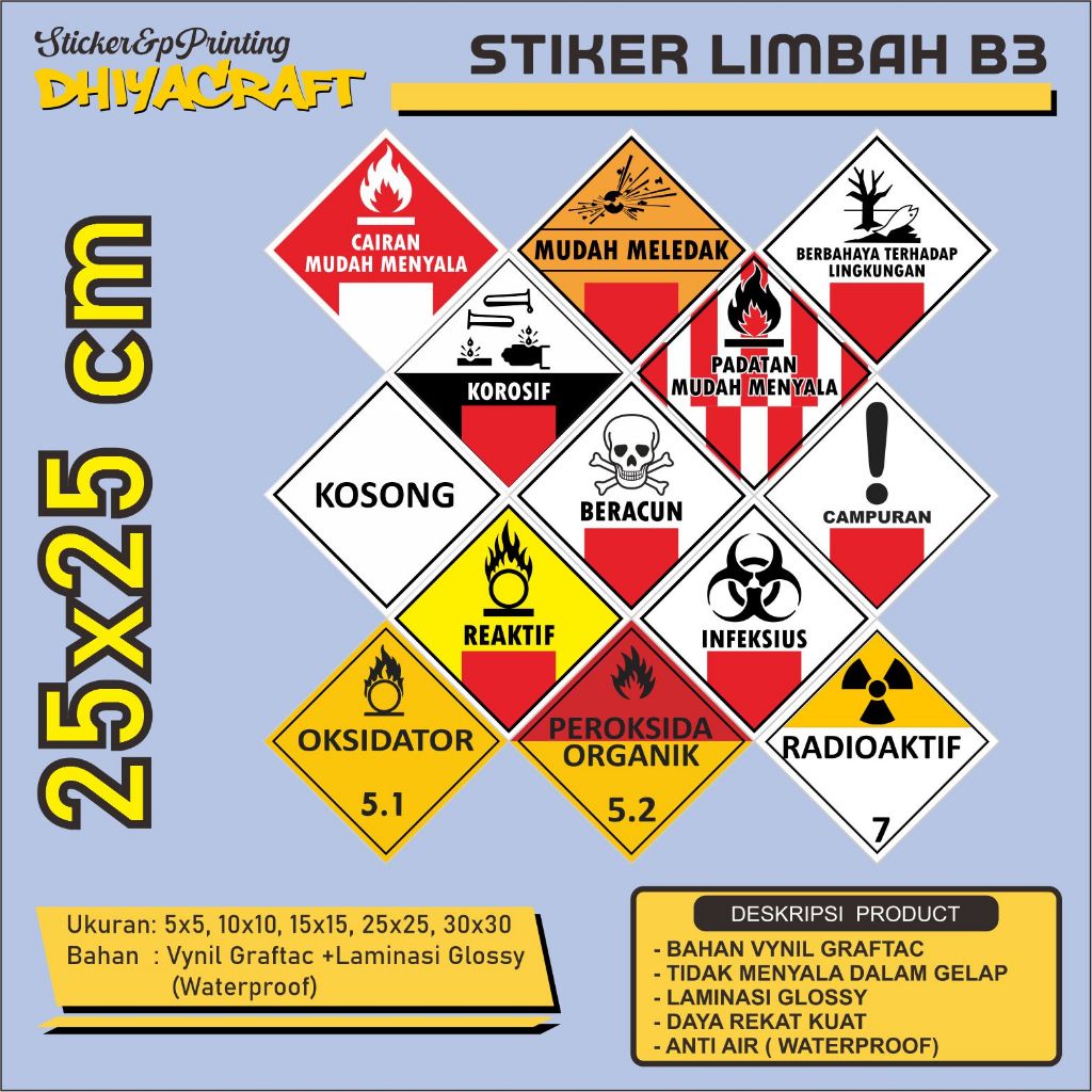 

Sticker Label Tanda Simbol Limbah B3 ukuran 25x25cm Stiker Bahan Berbahaya dan Beracun STIKER HAZMAT, Sticker Label Simbol B3 Stiker Bahan Berbahaya dan Beracun, Mudah Terbakar, Bahaya teradap Lingkungan