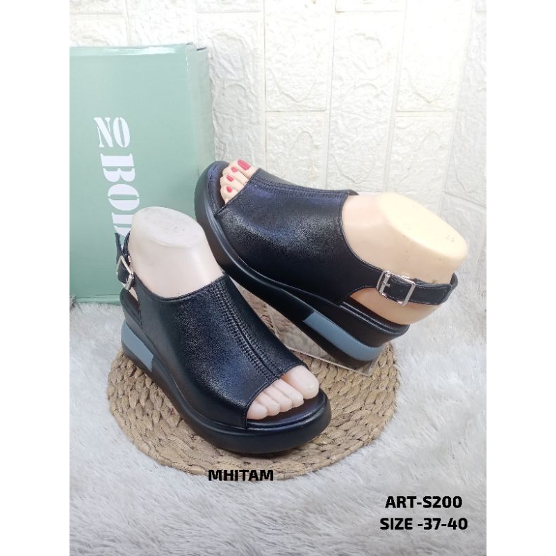 SANDAL WEDGES IMPORT WANITA NOBODY S-200