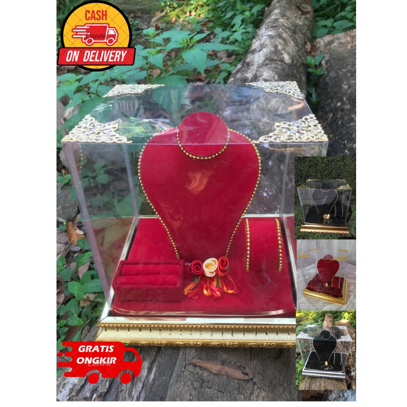 kotak perhiasan satu set / kotak mahar / box perhiasan /kalung ,cincin gelang