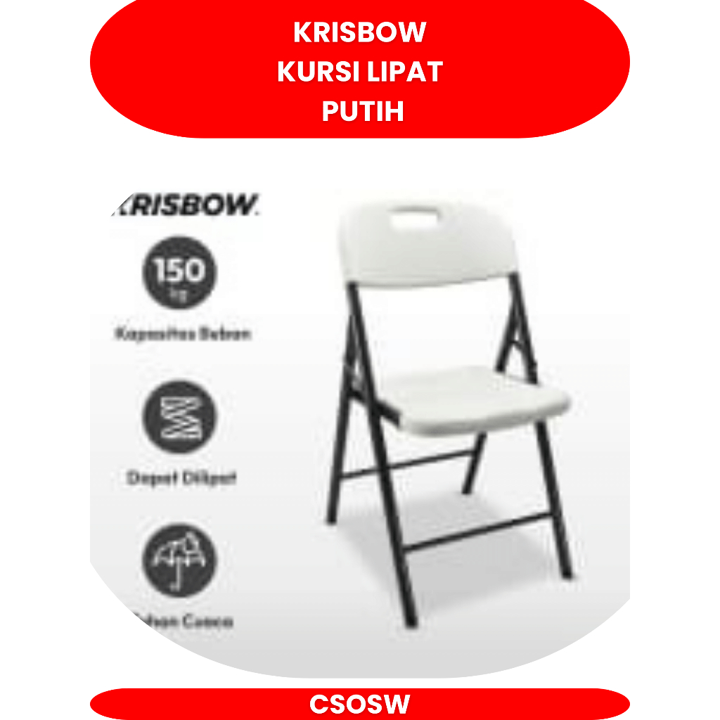 Krisbow Kursi Lipat - Putih Folding Chair White