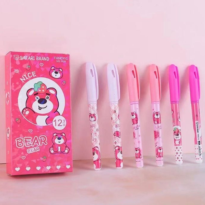 

12pcs Gel pen karakter) PULPEN BOLPEN BALLPOINT BULPEN GEL GELL JEL PEN MOTIF KARAKTER LOTSO PINK BEAR ULTRAMAN CUTE