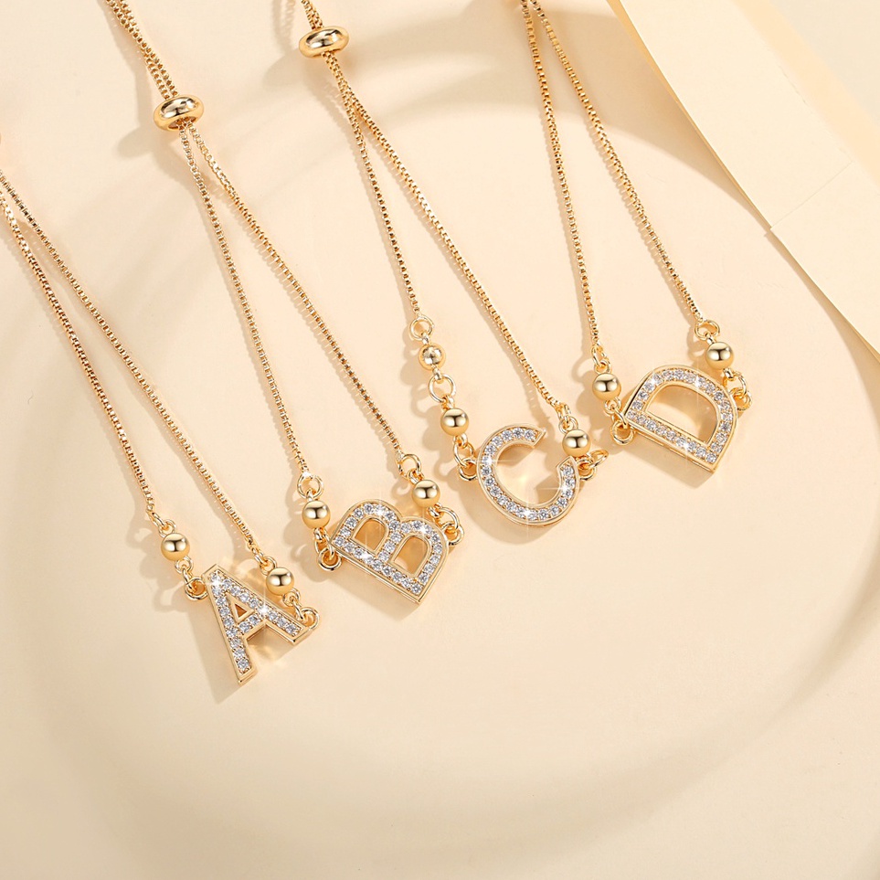 Terupdate Lanme Jewelry Gelang Titanium Wanita Huruf Anti Karat Lapis Emas Gelang Tali Inisial Nama 