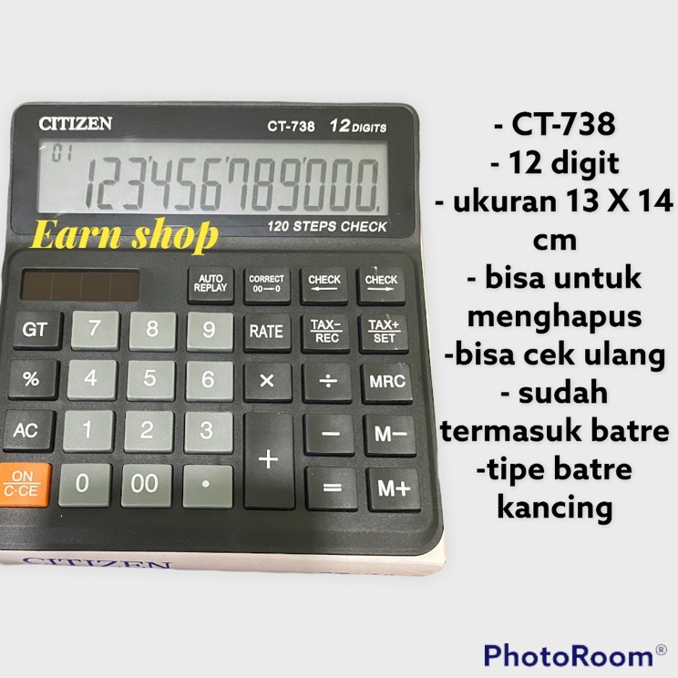 

Kalkulator Citizen CT73 12 dits Kalkulator Dagang Citizen CT 73